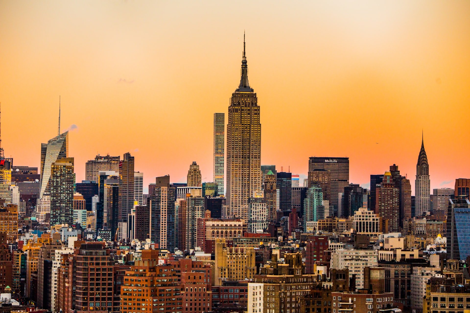 The New York city skyline.