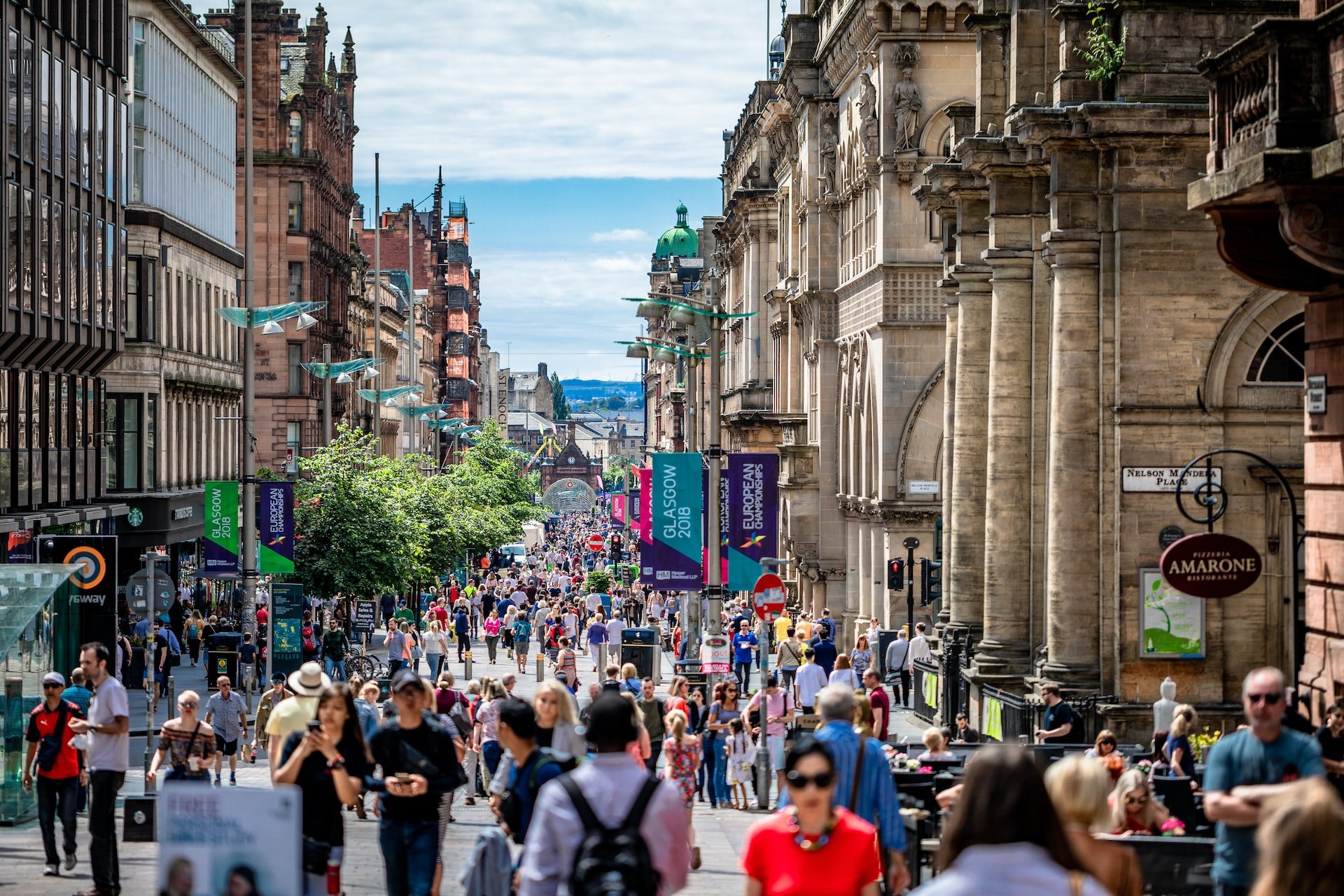 A busy Glasgow street.