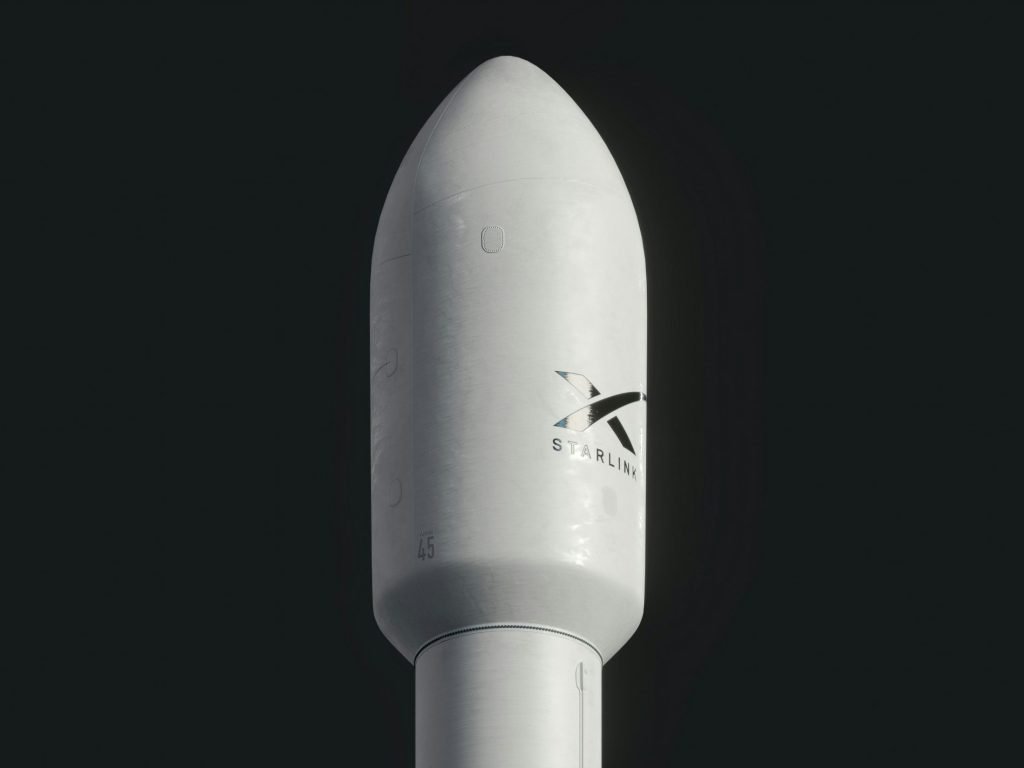 SpaceX rocket with logo as Deutsche Telekom has launched a satellite-based broadband offering for business customers using the Starlink LEO constellation.